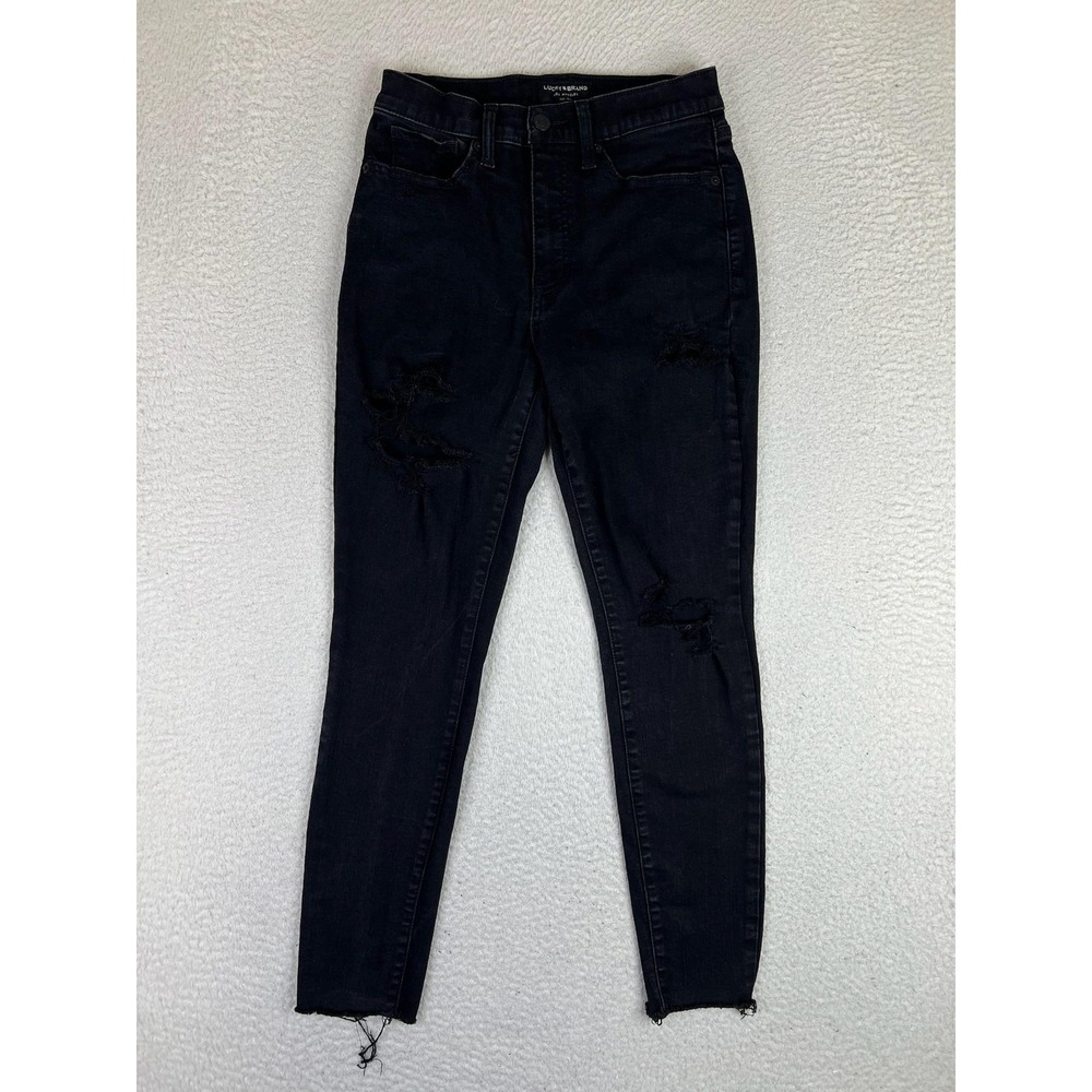 Lucky Brand‎ Bridgette High Rise Ankle Skinny Jeans Womens 6/28 Black Distressed